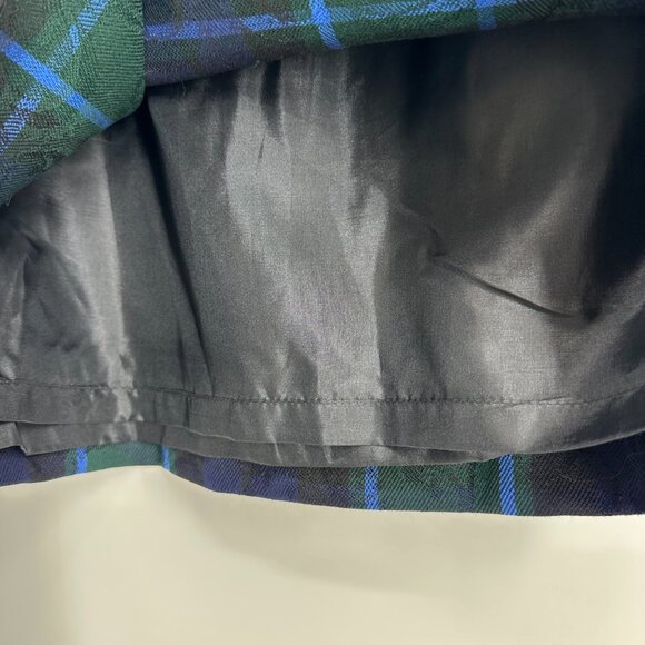 Pendleton Plaid Wool Maxi Wrap Skirt 8 Embossed Paisley Blackwatch Blue Green - Picture 11 of 11